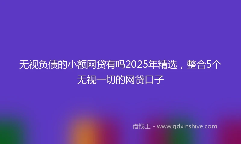 无视负债的小额网贷有吗2025年精选，整合5个无视一切的网贷口子
