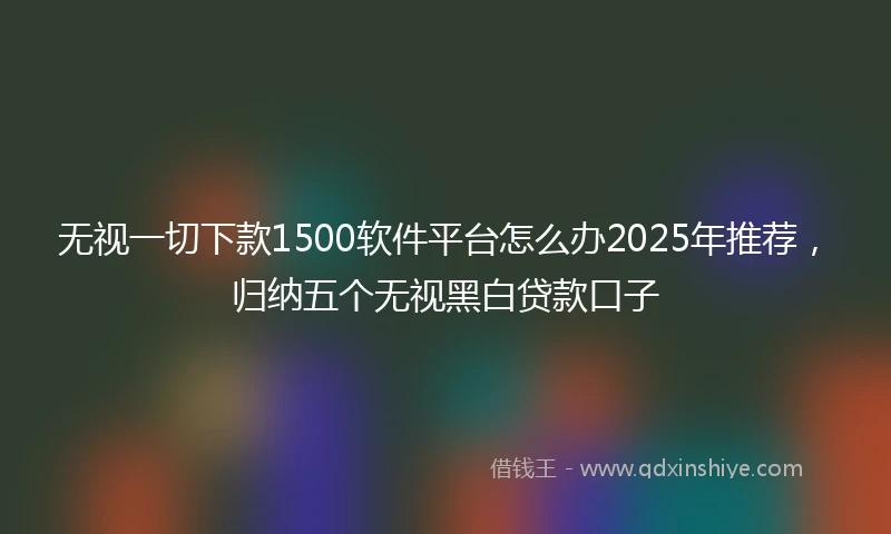 无视一切下款1500软件平台怎么办2025年推荐，归纳五个无视黑白贷款口子