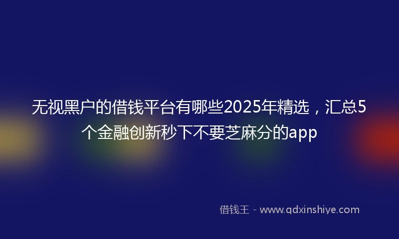 无视黑户的借钱平台有哪些2025年精选,汇总5个金融创新秒下不要芝麻分的app