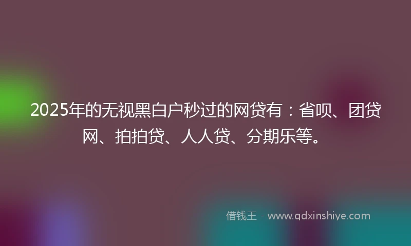 2025年的无视黑白户秒过的网贷有：省呗、团贷网、拍拍贷、人人贷、分期乐等。