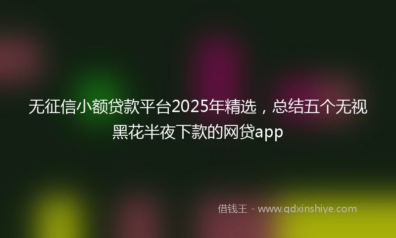 无征信小额贷款平台2025年精选，总结五个无视黑花半夜下款的网贷app