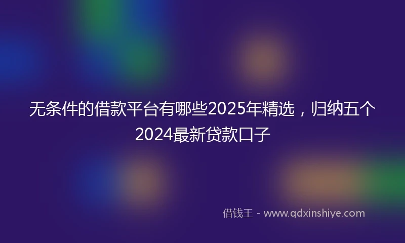 无条件的借款平台有哪些2025年精选，归纳五个2024最新贷款口子