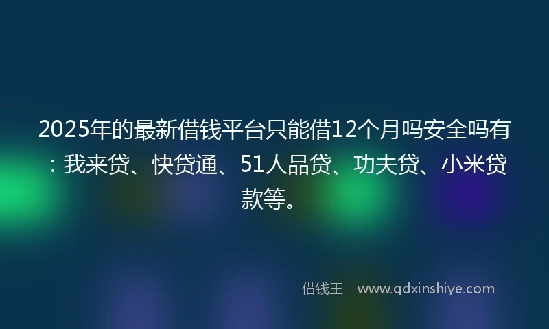 2025年的最新借钱平台只能借12个月吗安全吗有：我来贷、快贷通、51人品贷、功夫贷、小米贷款等。