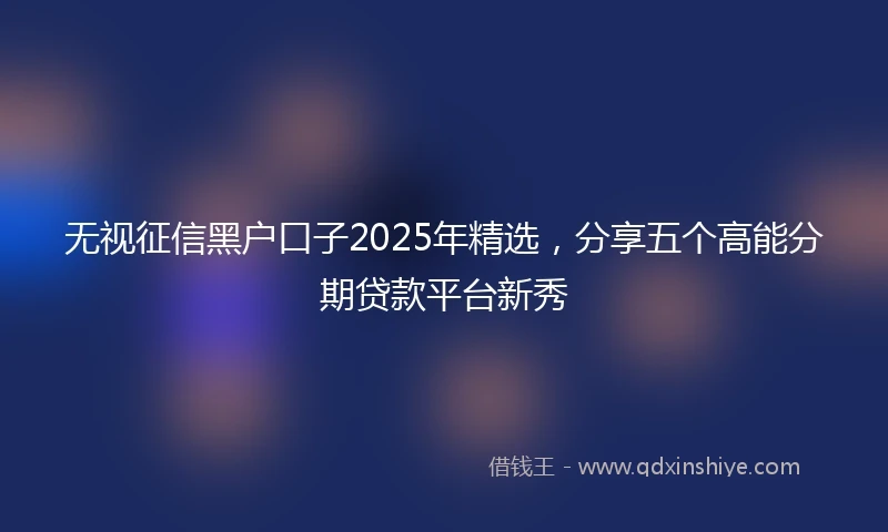 无视征信黑户口子2025年精选，分享五个高能分期贷款平台新秀
