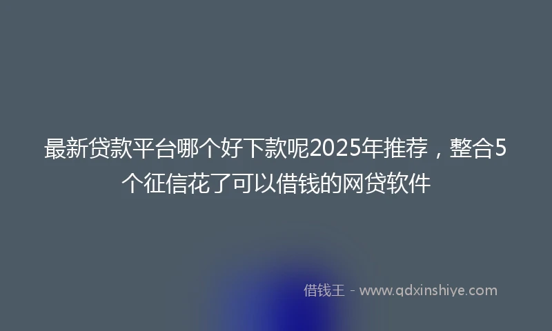 最新贷款平台哪个好下款呢2025年推荐，整合5个征信花了可以借钱的网贷软件