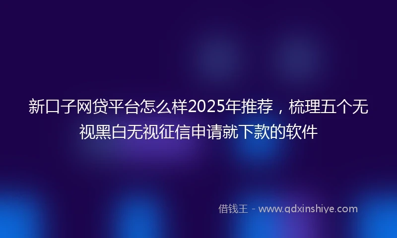 新口子网贷平台怎么样2025年推荐，梳理五个无视黑白无视征信申请就下款的软件