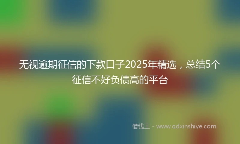 无视逾期征信的下款口子2025年精选,总结5个征信不好负债高的平台