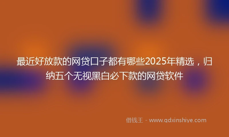 最近好放款的网贷口子都有哪些2025年精选，归纳五个无视黑白必下款的网贷软件