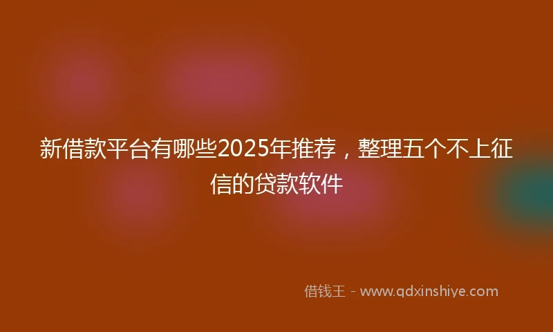 新借款平台有哪些2025年推荐,整理五个不上征信的贷款软件