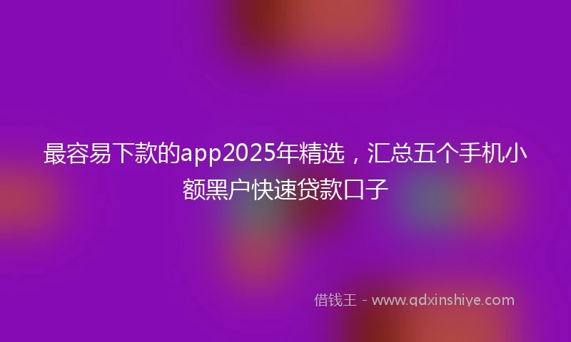 最容易下款的app2025年精选，汇总五个手机小额黑户快速贷款口子