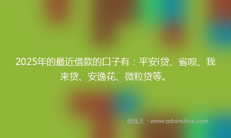 2025年的最近借款的口子有:平安i贷、省呗、我来贷、安逸花、微粒贷等。