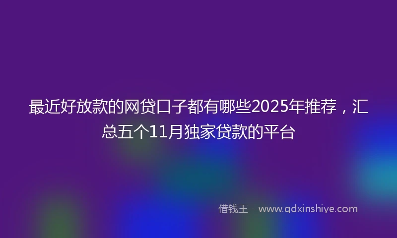 最近好放款的网贷口子都有哪些2025年推荐，汇总五个11月独家贷款的平台