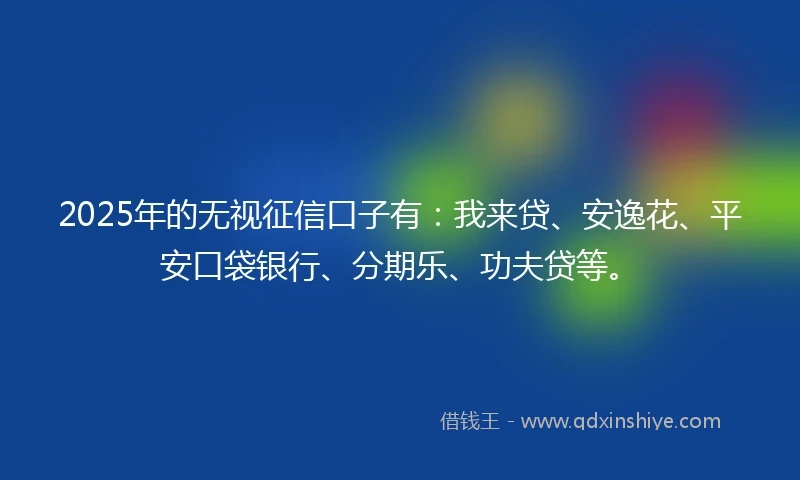 2025年的无视征信口子有：我来贷、安逸花、平安口袋银行、分期乐、功夫贷等。