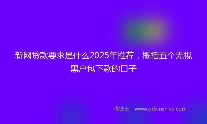 新网贷款要求是什么2025年推荐，概括五个无视黑户包下款的口子