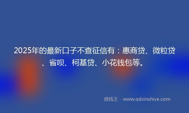 2025年的最新口子不查征信有：惠商贷、微粒贷、省呗、柯基贷、小花钱包等。