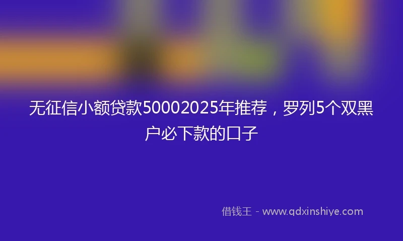 无征信小额贷款50002025年推荐，罗列5个双黑户必下款的口子