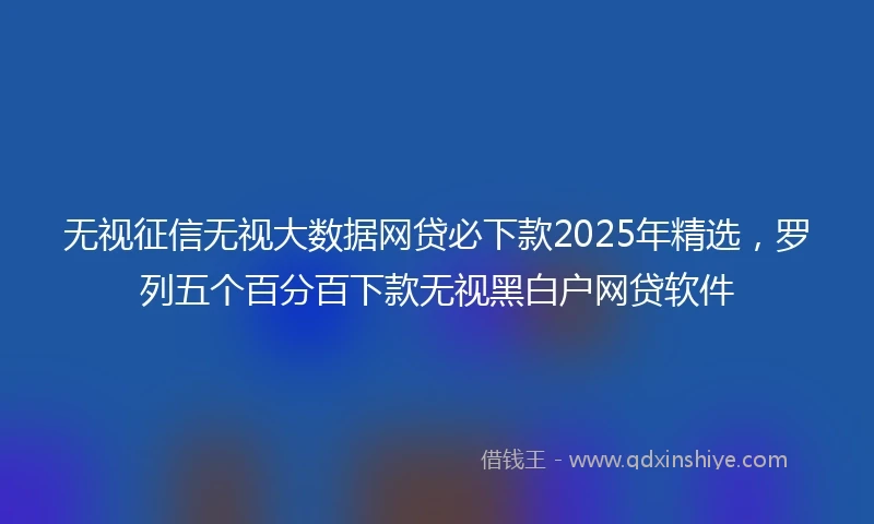无视征信无视大数据网贷必下款2025年精选，罗列五个百分百下款无视黑白户网贷软件