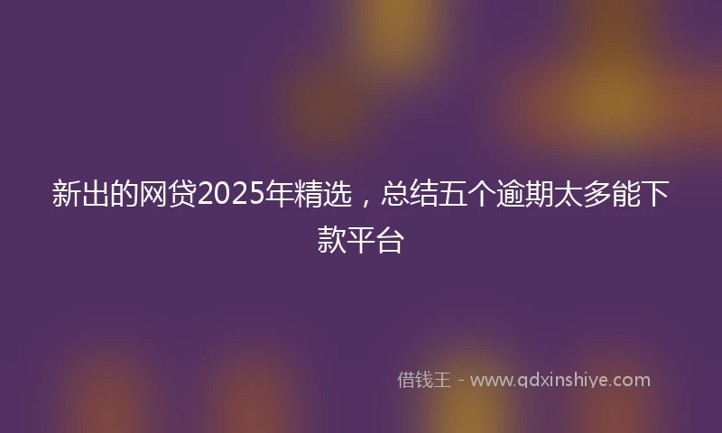 新出的网贷2025年精选，总结五个逾期太多能下款平台