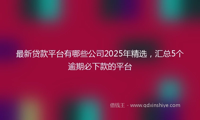 最新贷款平台有哪些公司2025年精选,汇总5个逾期必下款的平台