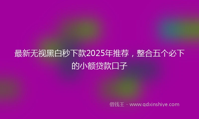 最新无视黑白秒下款2025年推荐，整合五个必下的小额贷款口子
