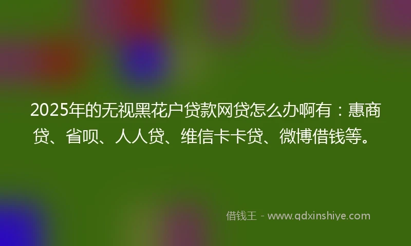 2025年的无视黑花户贷款网贷怎么办啊有：惠商贷、省呗、人人贷、维信卡卡贷、微博借钱等。