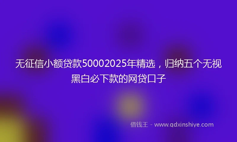 无征信小额贷款50002025年精选，归纳五个无视黑白必下款的网贷口子