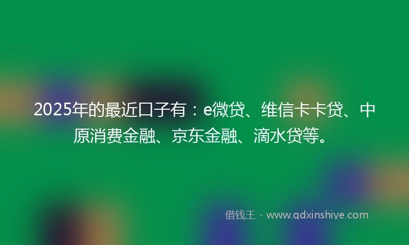 2025年的最近口子有：e微贷、维信卡卡贷、中原消费金融、京东金融、滴水贷等。