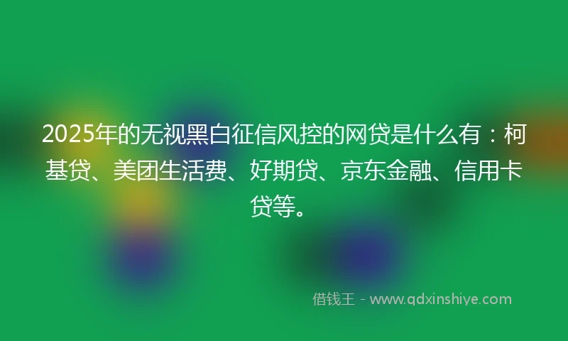 2025年的无视黑白征信风控的网贷是什么有：柯基贷、美团生活费、好期贷、京东金融、信用卡贷等。