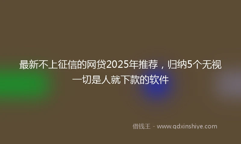 最新不上征信的网贷2025年推荐，归纳5个无视一切是人就下款的软件