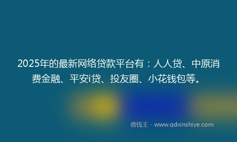 2025年的最新网络贷款平台有：人人贷、中原消费金融、平安i贷、投友圈、小花钱包等。