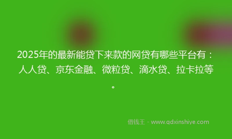 2025年的最新能贷下来款的网贷有哪些平台有：人人贷、京东金融、微粒贷、滴水贷、拉卡拉等。