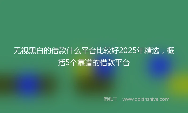 无视黑白的借款什么平台比较好2025年精选，概括5个靠谱的借款平台