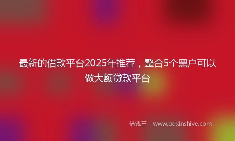 最新的借款平台2025年推荐，整合5个黑户可以做大额贷款平台