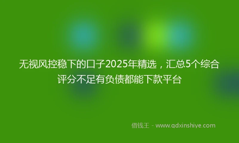 无视风控稳下的口子2025年精选，汇总5个综合评分不足有负债都能下款平台