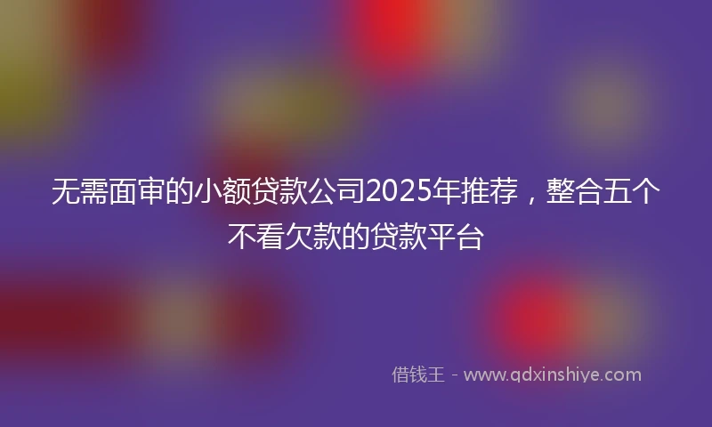 无需面审的小额贷款公司2025年推荐，整合五个不看欠款的贷款平台