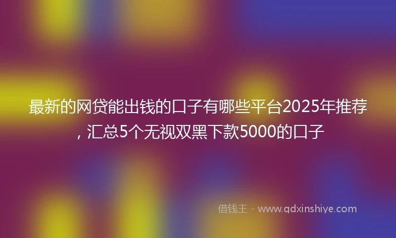 最新的网贷能出钱的口子有哪些平台2025年推荐，汇总5个无视双黑下款5000的口子