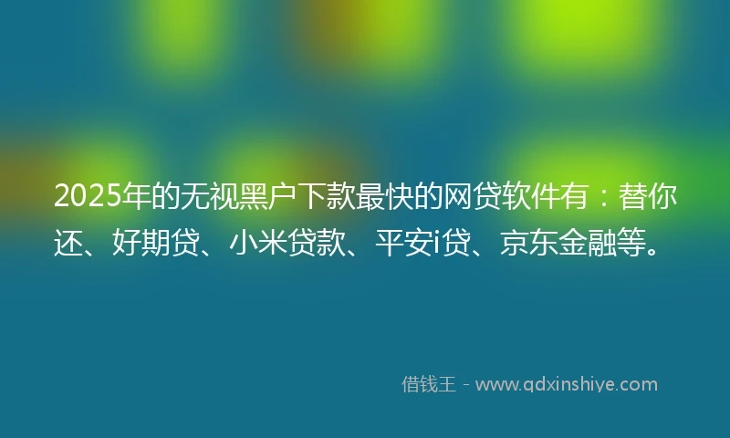 2025年的无视黑户下款最快的网贷软件有：替你还、好期贷、小米贷款、平安i贷、京东金融等。