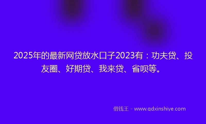 2025年的最新网贷放水口子2023有：功夫贷、投友圈、好期贷、我来贷、省呗等。