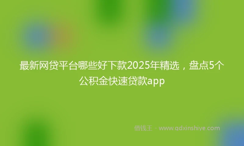 最新网贷平台哪些好下款2025年精选，盘点5个公积金快速贷款app
