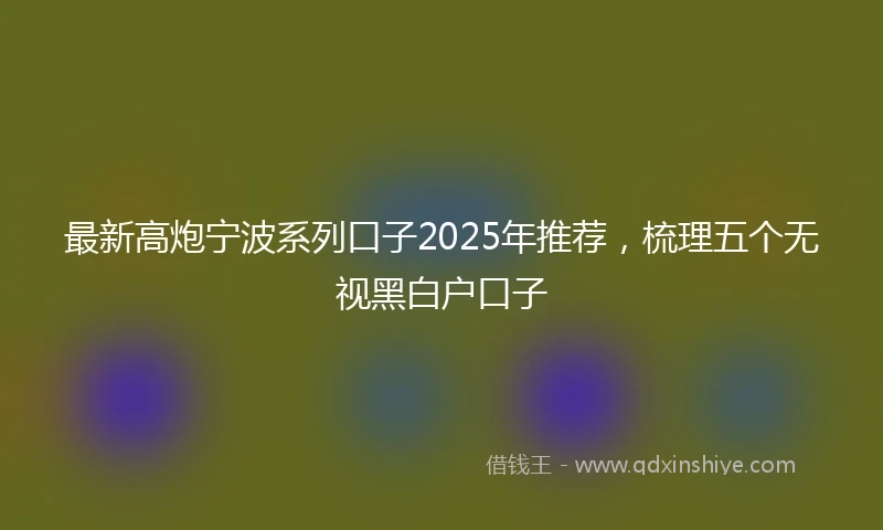 最新高炮宁波系列口子2025年推荐，梳理五个无视黑白户口子