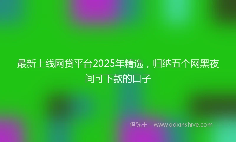 最新上线网贷平台2025年精选，归纳五个网黑夜间可下款的口子