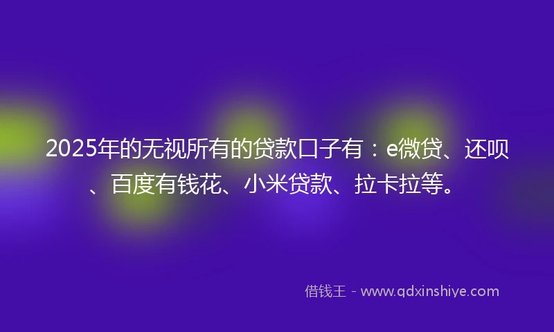 2025年的无视所有的贷款口子有：e微贷、还呗、百度有钱花、小米贷款、拉卡拉等。