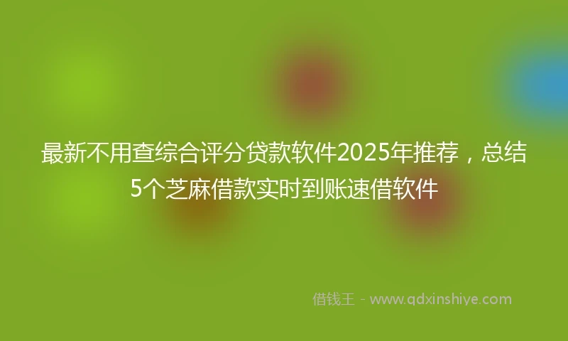 最新不用查综合评分贷款软件2025年推荐，总结5个芝麻借款实时到账速借软件