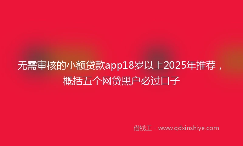 无需审核的小额贷款app18岁以上2025年推荐，概括五个网贷黑户必过口子