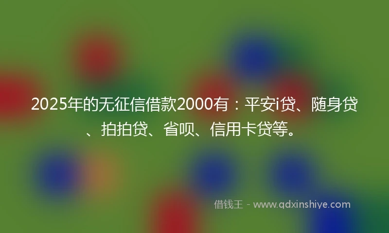 2025年的无征信借款2000有：平安i贷、随身贷、拍拍贷、省呗、信用卡贷等。