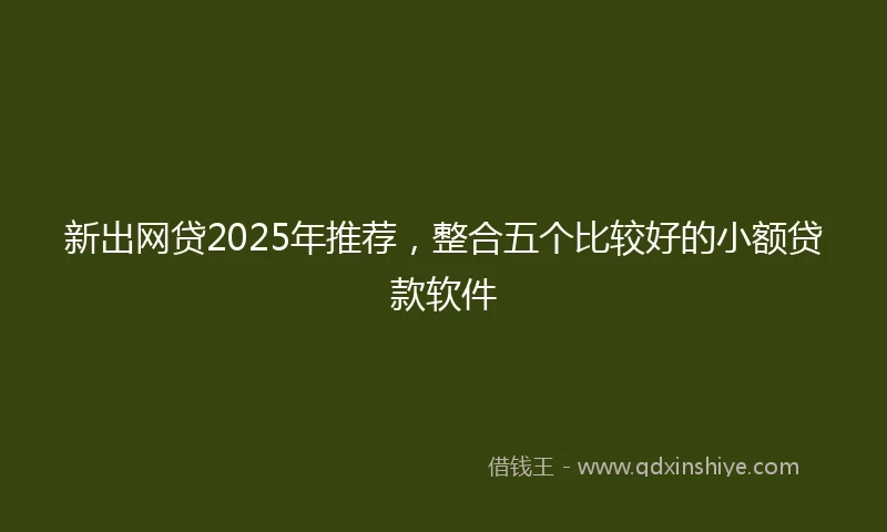 新出网贷2025年推荐，整合五个比较好的小额贷款软件