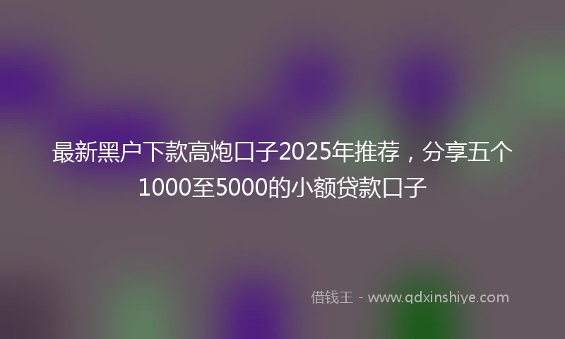 最新黑户下款高炮口子2025年推荐，分享五个1000至5000的小额贷款口子