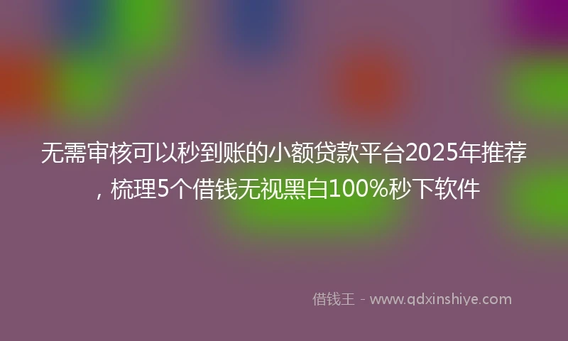 无需审核可以秒到账的小额贷款平台2025年推荐，梳理5个借钱无视黑白100%秒下软件