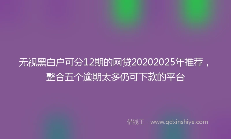 无视黑白户可分12期的网贷20202025年推荐，整合五个逾期太多仍可下款的平台