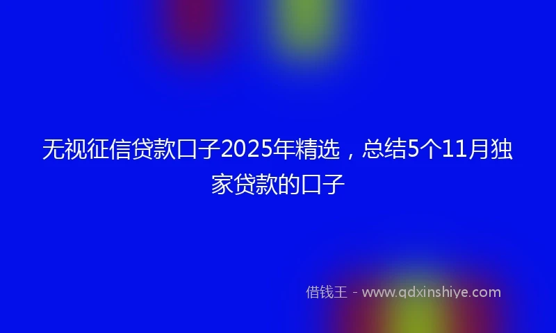 无视征信贷款口子2025年精选，总结5个11月独家贷款的口子
